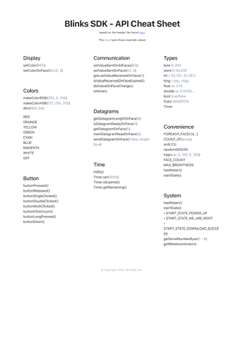 Blinks - API Cheat Sheet